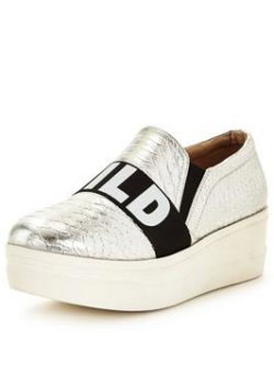 Kg Lover Metallic Flatform Skate Shoe - Silver Glitter